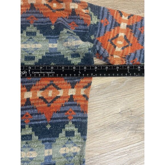 Denim & Supply Ralph Lauren Women's XL Blue Orange Southwestern Sweater Boxy - Picture 7 of 8